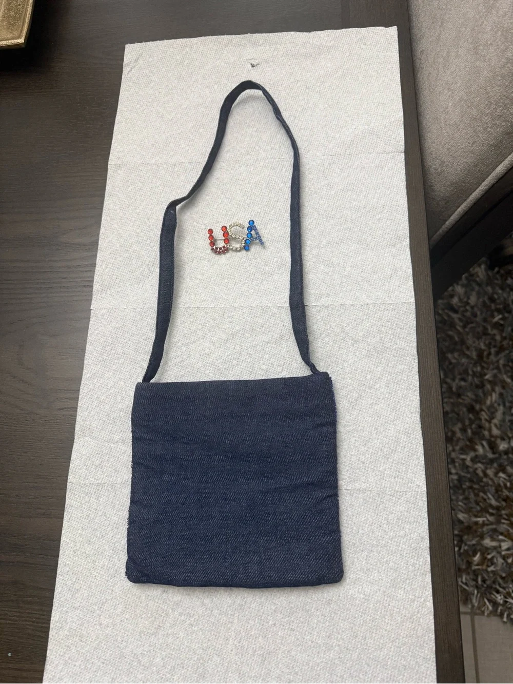 Sequin USA Flag Crossbody Bag - Red, White & Blue